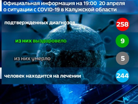 258 жителей Калужской области инфицированы новым коронавирусом