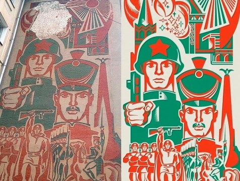 Денисов прокомментировал ход работ по воссозданию панно на улице Пушкина
