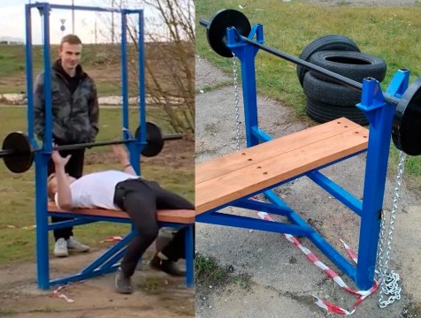 В сквере Волкова усовершенствовали неудобный тренажер для жима